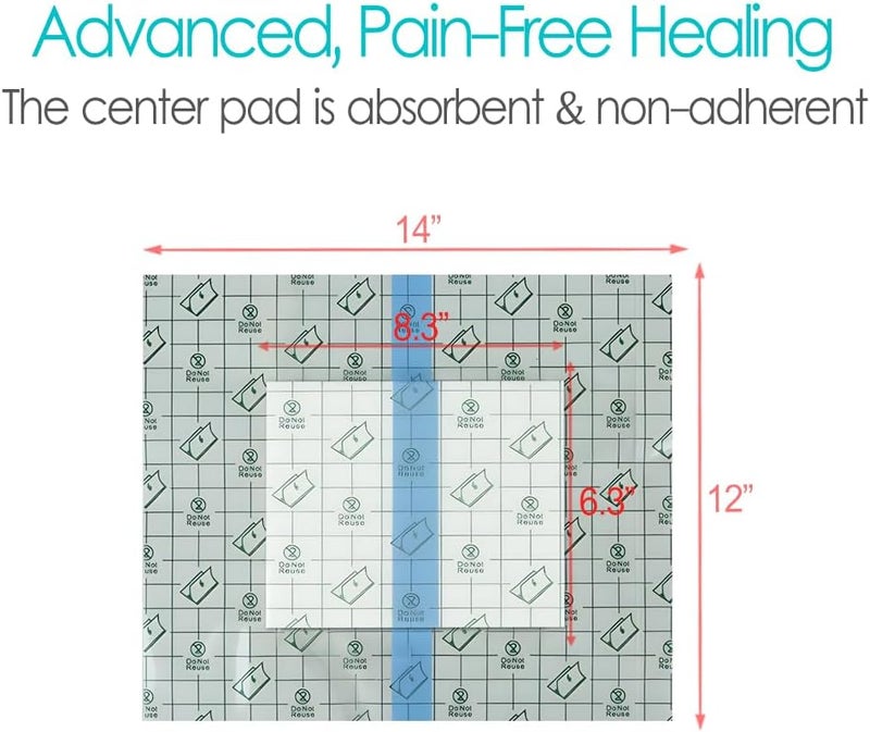 EaseToU 12"x13.7" Waterproof Dialysis Port Shower Covers Protector for Chest with No Glue On The Center, PICC Line Chest Port Shield Island Bandage Dressing Accessories, Pack of 7 - Image 5